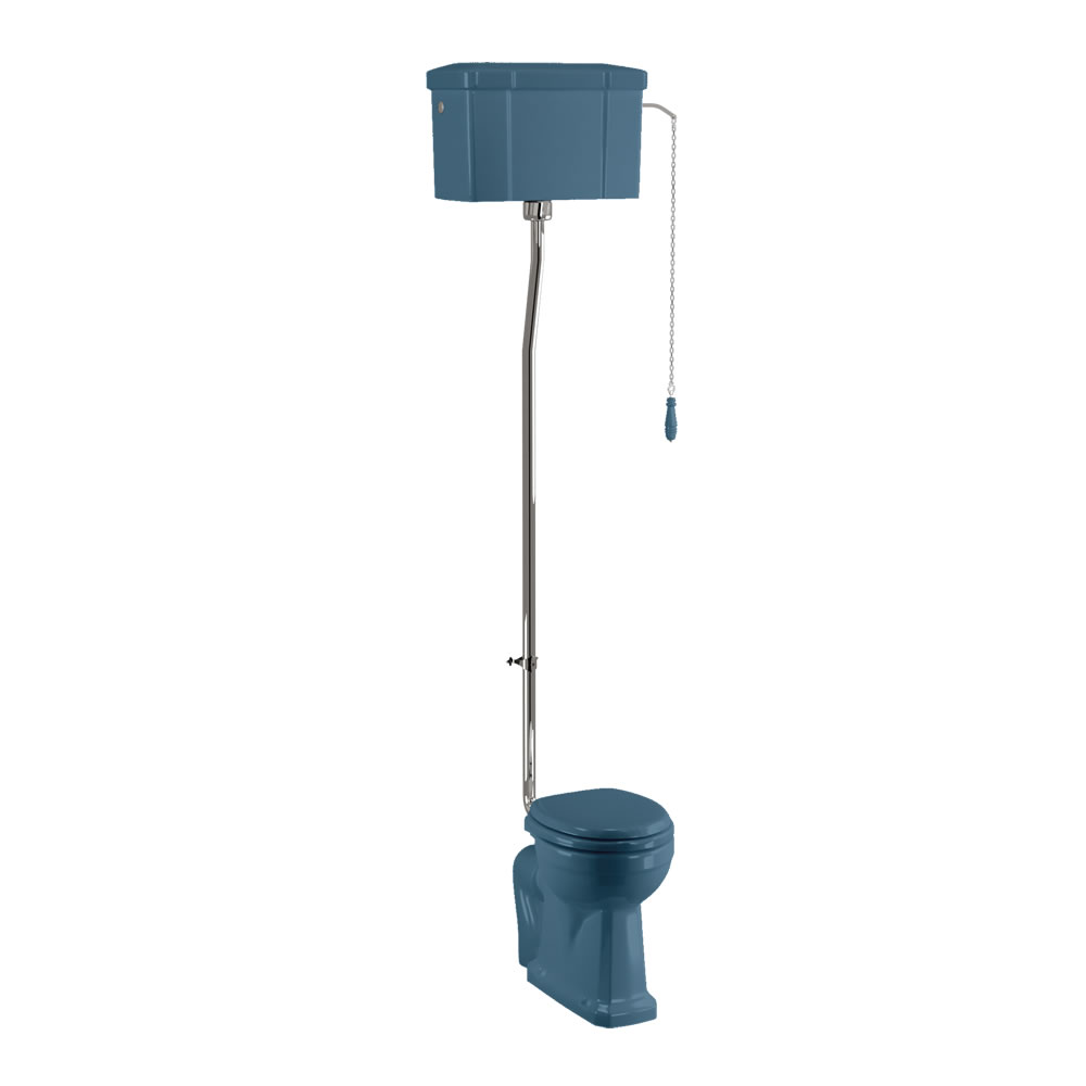 Bespoke Alaska Blue Standard High Level WC with Single Flush Ceramic Cistern